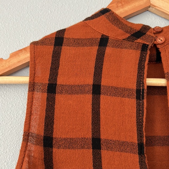 BP. • Terracotta Brown & Black Buffalo Check Mock Neck Sleeveless Top Size XS - Picture 10 of 12